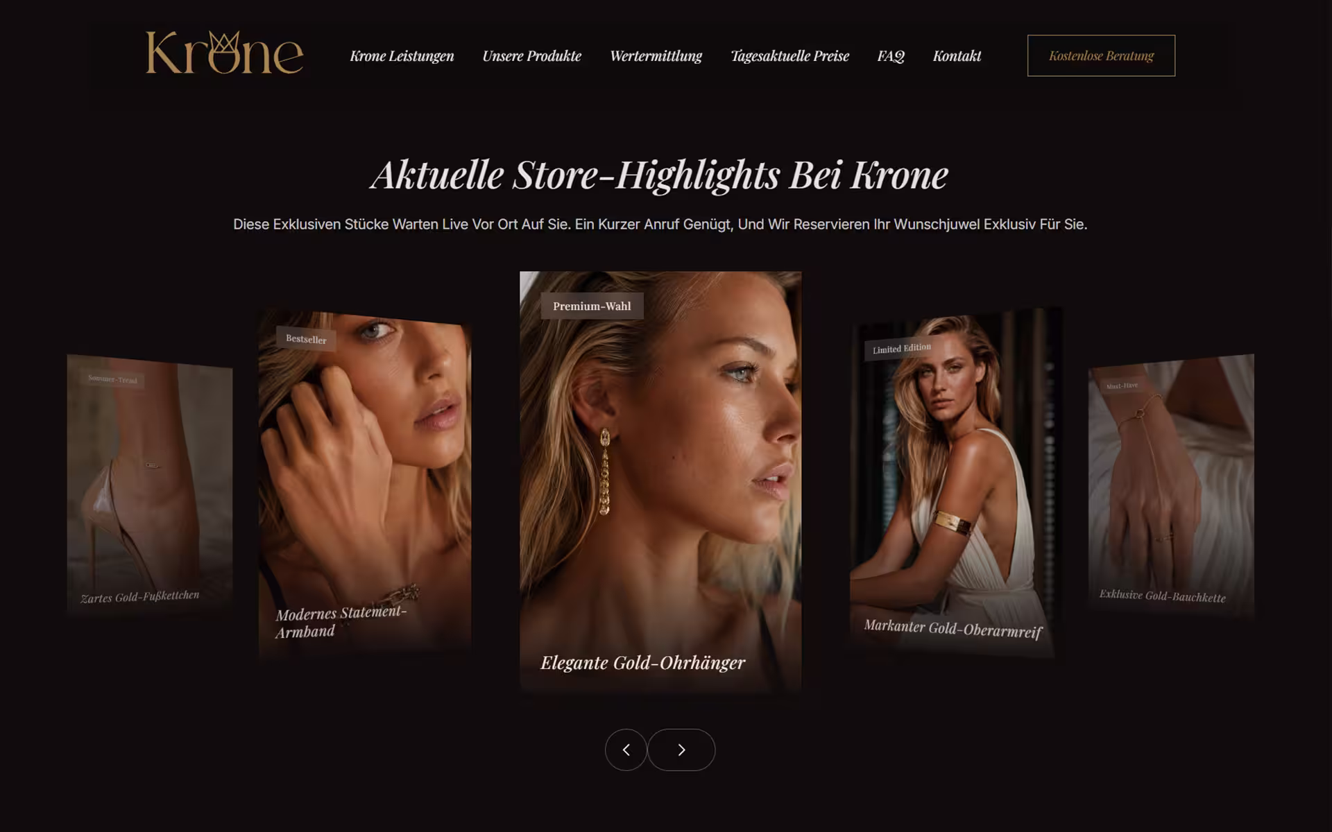 Screenshot der Premium WordPress-Website für einen Juwelier und Goldhandel in Gütersloh (OWL), exklusiv designt von der Webdesign-Agentur siasoft.de